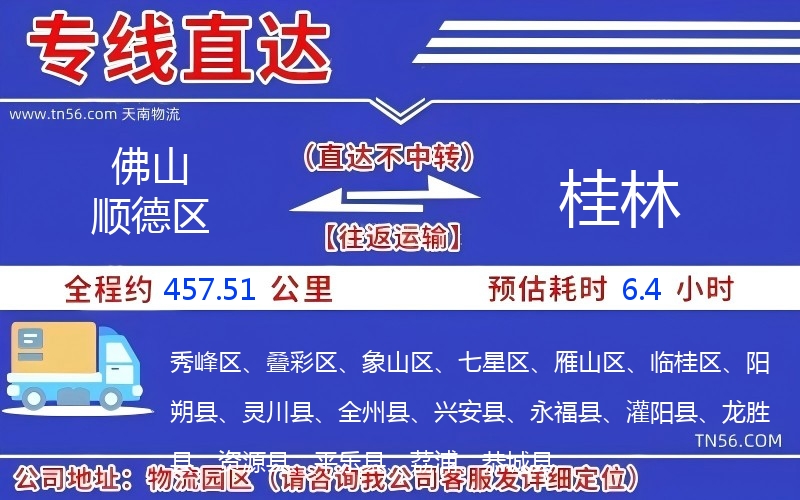 佛山順德區到桂林物流公司 佛山順德區到桂林物流公司